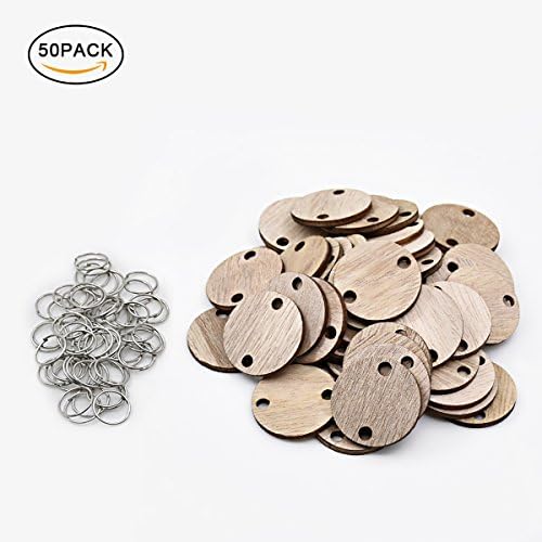 ElekFX Family Calendar Parts 50 Pack Calendar Wooden Discs & Ring for Birthday Gift/Christmas Tree Decorative/Home Decor