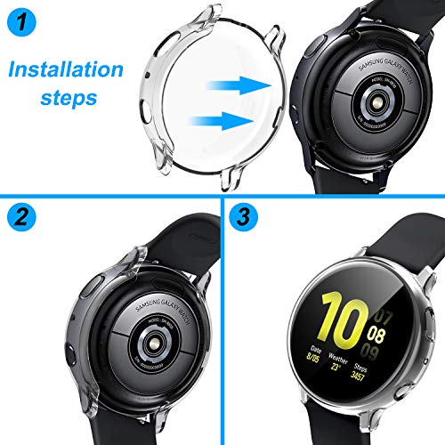 [3 Pack] Screen Protector Case for Galaxy Active 2 44mm Smartwatch, Soft Clear TPU Full Coverage Case Anti-Scratch Protective Cover Shell Compatible with Galaxy Active 2 44mm Smartwatch Accessories - Thumbnail 4