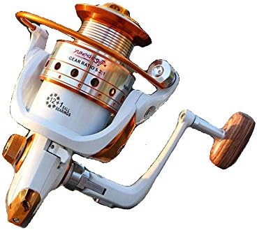 Spinning Fishing Reel 12BB + 1 Bearing Balls 500-9000 Series Metal Coil Spinning Reel Boat Rock Fishing Wheel (White, 6000 Series)