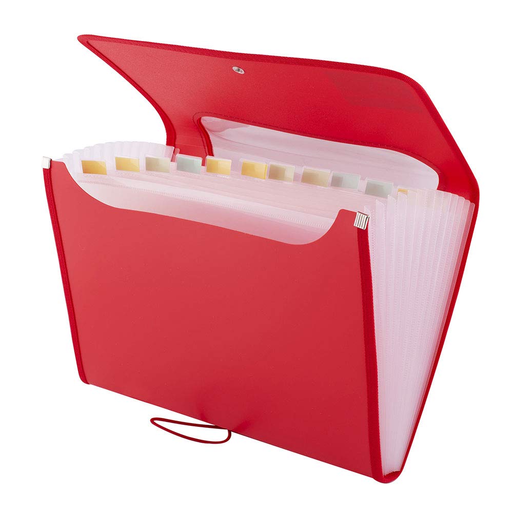 D.RECT 5590 Expandable Expanding File 12 Compartments A4 Red
