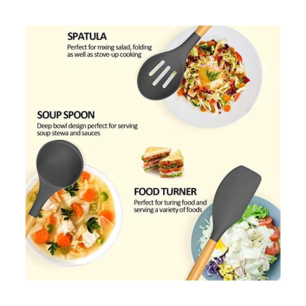 Umite Chef Kitchen Cooking Utensils Set, 24 pcs Non-Stick Silicone Cooking Kitchen Utensils Spatula Set with Holder…