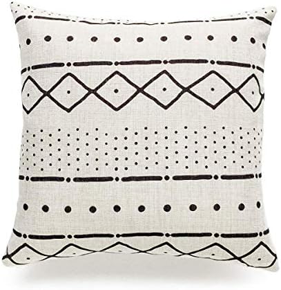 Touch Colourful 18 x 18 Inches Decorative Throw Pillow Case African Mud Cloth Print Bogolan Pattern Heavy Weight Fabric Cushion Cover Home Decor