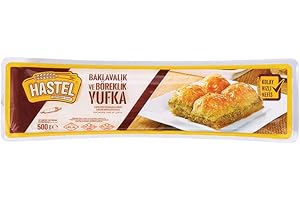 HASTEL Turkish Yufka Pastry Philo Dough Sheets – 1.1 Lb (500g) Phyllo Dough for Baklava and Borek | Easy, Fast, Delicious Fillo for Authentic Mediterranean & Middle Eastern Desserts