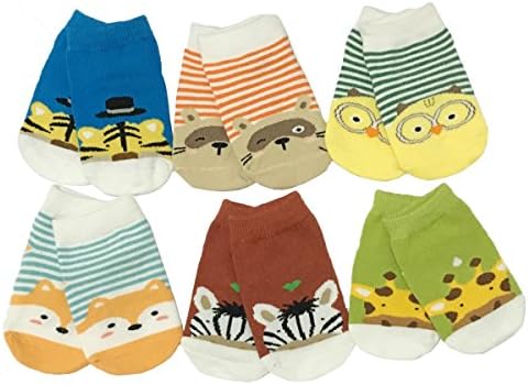 6 Pair Baby Non Skid Low Cut Ankle Sock Toddler Anti Slip Cotton No Show Boat Socks For 6-24 month (Color 1)