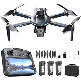 XT606 GPS Drone with Camera for Adults 4K EIS, Drone with 4.3" HD Screen | GPS Follow &amp; Auto Return, Long Range Transmission, 90 Mins Flight Time, Foldable Drone with Brushless Motor, Under 249g