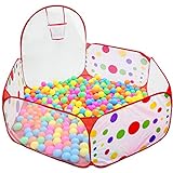 ISusser Kids Ball Pit Ball Tent Toddler Ball Pit with Basketball Hoop for Toddlers 4 Ft/120CM (Balls not Included)