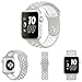 top4cus 38mm Soft Silicone Replacement Sport Strap iWatch Band for Apple Watch 38mm Edition & Sport & Apple watch NIKE Series 1 and Series 2 - Small/Medium - Nike Regular Flat Silver/White