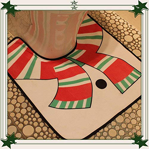 Auoinge Snowman Toilet Seat Cover and Rug Set, Christmas Bathroom Decoration Cute 3D Nose Plush Felt Lid Cover Tank Cover Rug, Set of 3 (Snowman)