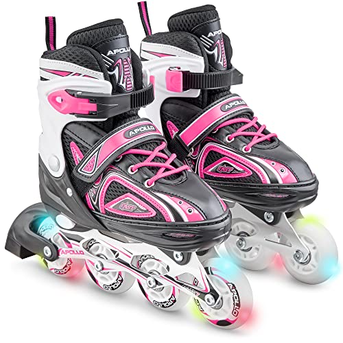 Apollo Super Blades, größenverstellbare Inline Skates für Damen und Kinder, Inliner für Erwachsene, Mädchen und Jungen in den Größen 31–42, LED Inline