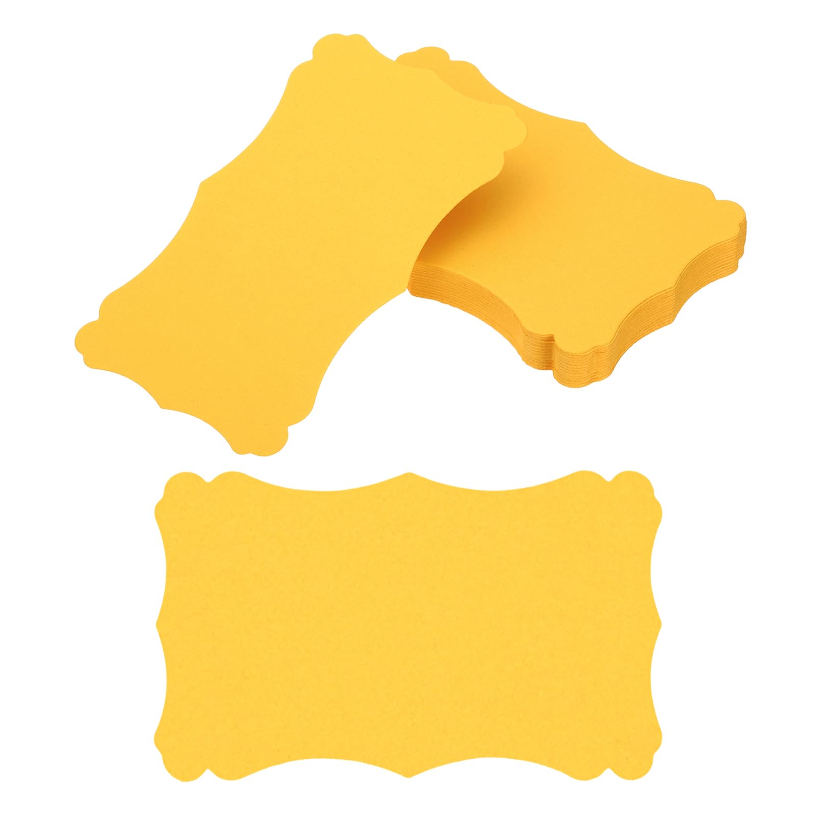 PATIKIL 3"x5" Blank Paper Business Cards, 50 Pack Small Index Flash Cards Words Message Note Card Mini Paper Tags Lace for DIY Gift, Yellow