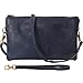 Humble Chic Vegan Leather Small Crossbody Bag or Wristlet Clutch Purse, Includes Adjustable Shoulder and Wrist Straps, Navy Blue, Dark Blue