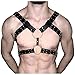 L'vow Men's Black Leather Adjustable Buckle Straps Body Chest Harness Belt (Style one)