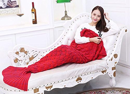 Carcarely Mermaid Tail Blanket Crochet Knitted Mermaid Blanket Soft Sleeping Bag All Seasons For Adults