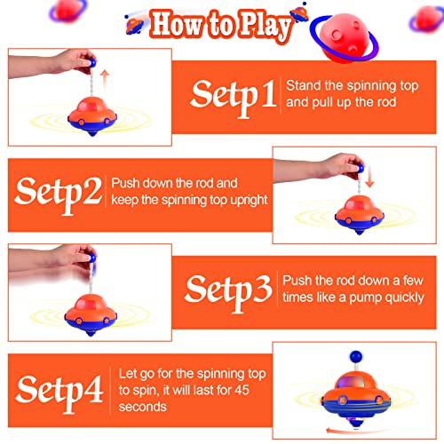 Spin Top for Kids, Light Up Top Toy with Colorful LED Lights, Sensory