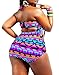 Spring Fever Women Plus Size High Waist Retro Braided Fringe Top Two Piece Swimwear Swimsuit Bikini Set D Triangle XXX-Large