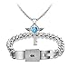 Couples bracelets lover concentric lock key pendant male female high-grade titanium steel bracelet Jewelry Set (20cm, blue)