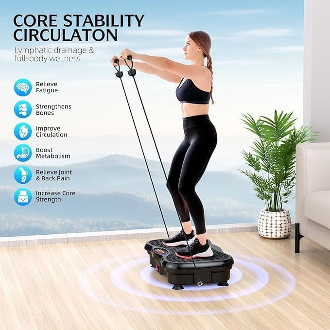 Last page® Vibration Plate Exercise Machine， Vibration Platform for Weight Loss Body Shaping Fat Burning Home Fitness Equipment ，Lymphatic Drainage Balance Training ，Leg Arm Core Workout Gym Use