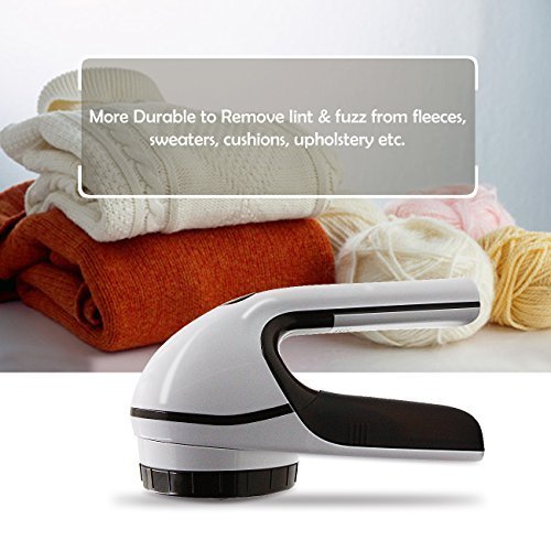 Lint Remover- Electric Rechargeable Fabric Shaver Operated Fabric Defuzzer-Shaver (White)