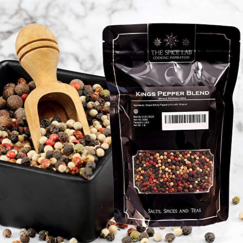 The Spice Lab (1 Lb) Kings Peppercorn Medley (5 Pepper Mix) Mixed Peppercorns Blend - All Natural OU Kosher Non GMO Gluten Free - 16 oz Resealable Bag