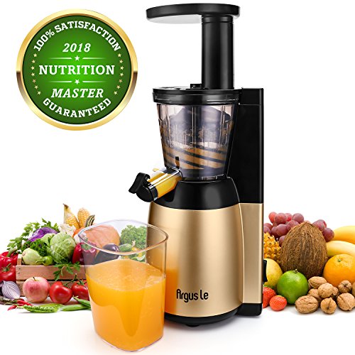 Argus Le Slow Juicer Machine, Easy to Clean Masticating Juicer Extractor, Quiet Motor and Reverse Function, Cold Press Juicer for High Nutrient Fruit and Vegetable Juice