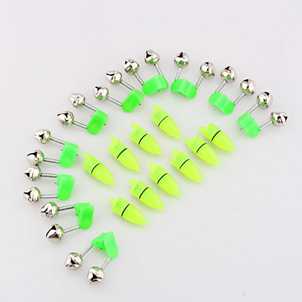 Nikou Sea Fishing Accessories Rod Tip Lights, 10PCS Sea Fishing Bells For Rods Tips Night With Lights, Twin Bells Ring Bite Lure Indicator Alarm