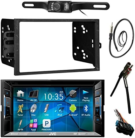6.2" LCD Bluetooth/CD/DVD SiriusXM Ready Stereo Receiver Bundle Combo W/License Plate Mount Backup Camera + Dash Installation Kit for Most GM Vehicles + Enrock 22 AM/FM Radio Antenna with Adapter
