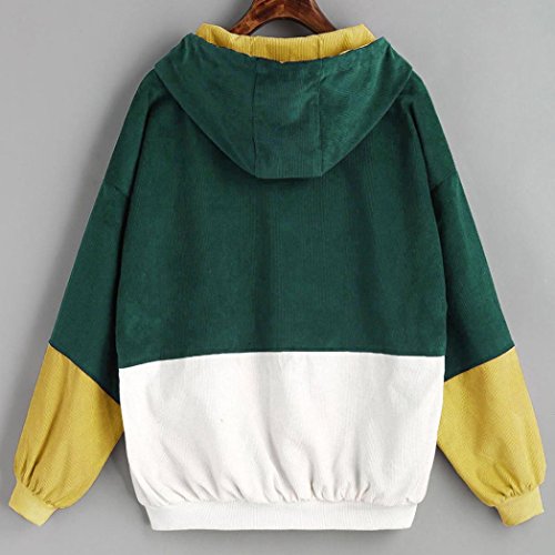 AOJIAN Women Overcoat Long Sleeve Corduroy Patchwork Oversize Zipper Jacket Windbreaker Coat (Green, S)