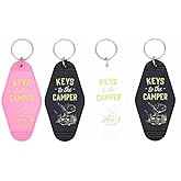 Camper Keychains Bulk, 4pcs Keys to the Camper Keychain, Vintage Plastic Hotel Keychains for Camper Camping Accessories Pink Black White