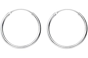 IZPACK Minimalist Thin Endless Hoop Earrings Sterling Silver 925 Simple Small Cartilage Huggie Hoops Tragus Earring Ear Piercing Nose Rings Studs 14mm 16mm 18mm 20mm Fashion Jewelry Gifts for Women Girls Men BFF