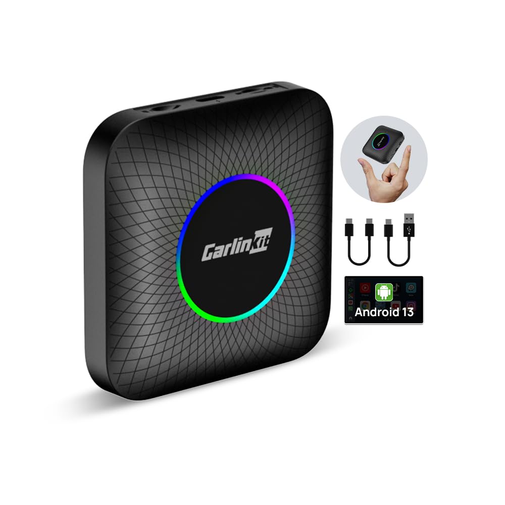 CarlinKit New Android 13 AIBOX LED Ambient: Wireless CarPlay/Android Auto Adapter,Qualcomm SM 6225,8GB+128GB, Support YouTube/Netflix/Disney+/OTA Upgrade