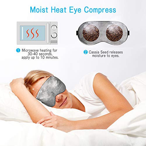 Eye Mask for Dry Eyes - Mavogel Moist Heat Eye Compress, Microwave Hot/Freezer Cold Sleep Mask for Puffy Eyes & Dry Eyes, Natural Semen Cassiae Sleep Mask Healthy Therapies