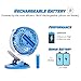 EazyClips Clip on Fan, Battery Powered Fan [+ EXTRA CHARGING BATTERY], Rechargeable - Blue - by