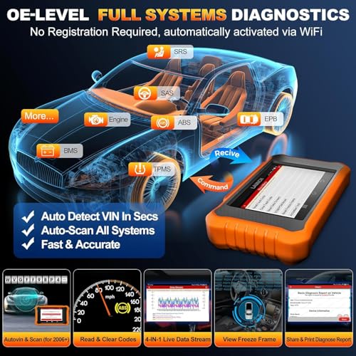 LAUNCH X431 OBD2 Elite V2.0 for Toyota Complete Bidirectional Diagnostic System, 50+ Special Functions, ECU Coding, Battery Adaption, Lifetime Update, OBDII Code Reader French