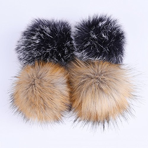LEKUSHA DIY 12pcs Faux Fur Pom Pom Ball for Knitting Hat with Snap, Beanie Hat Fur Ball, Attachable Pompom Ball, Work Great with Knitting Loom