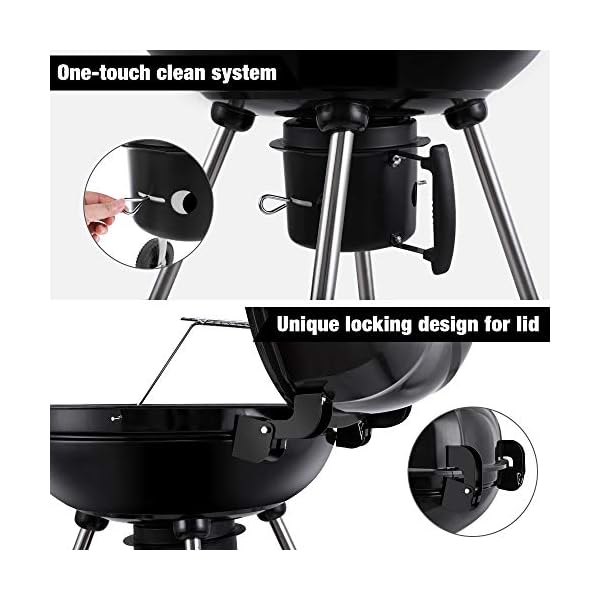 BEAU-JARDIN-225-Inch-Charcoal-Grill-with-Large-Cooking-Grate-Heavy-Duty-BBQ-Grill-Charcoal-Portable-Premium-Kettle-Grill-with-Warming-Grate-Outdoor-Camping-Picnic-Round-Standing-Barbecue-Grills
