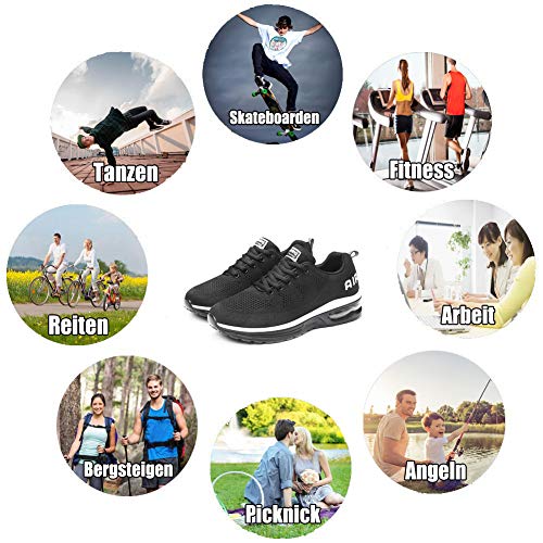 Scarpe da Ginnastica Uomo Donna Sportive Sneakers Running Basse Basket Sport Outdoor Fitness-BlackWhite40