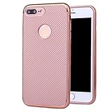 Dejavux iPhone 7 Plus Case [Carbon Fiber Pattern] Premium Luxury Cell Phone Case for iPhone 7 Plus (Rose Gold)