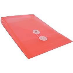 JAM PAPER Plastic Envelopes with Button & String