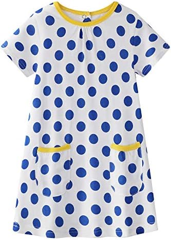 BIBNice Toddler Girls Cotton Dress Summer Short Sleeves Dress 18M-6T