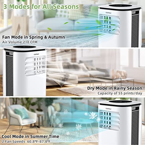 COSTWAY Portable Air Conditioner, 9000BTU 4in1 Multifunction Air