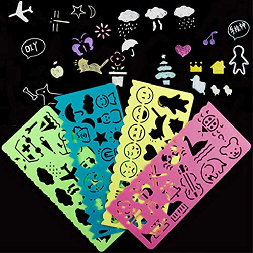 STKYGOOD Rainbow Scratch Paper Scratch Art Paper 50 Pcs Rainbow Sketch Pad Black Doodle Pad Scratch Painting with 5 Wooden Stylus 4 Drawing Molds