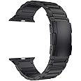 LDFAS Compatible for Apple Watch Ultra 2 Band 49mm,Series 10 46mm Titanium Metal Watch Strap with Double Button Clasp for iWatch Bands Compatible for Apple Watch 9/8/7 45mm 44mm Bands