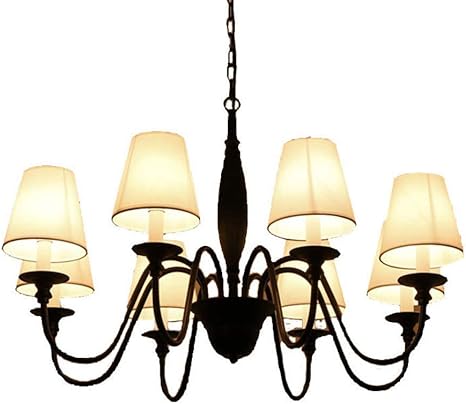 Moderne 8 Licht große Kronleuchter Leinen Stoff Lampenschirm