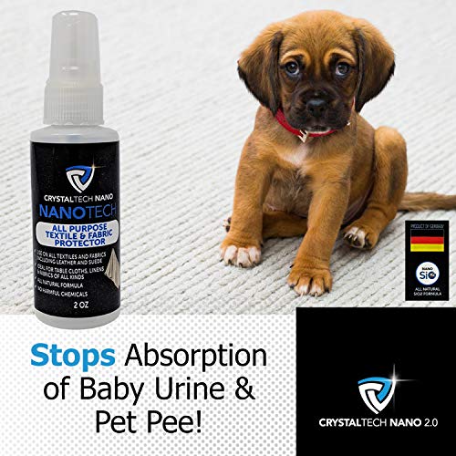 CrystalTech Nano Stain and Water Repellent Fabric Protector Spray | Nano Liquid Glass Technology | Safe for Leather, Suede and Footwear | Protection from Rain, Mud, Spills, Grease | 2 oz