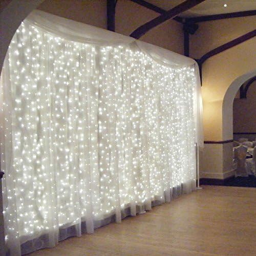 Oi Max 3M3M 300LEDs Waterproof Curtain Fairy String Lights,Window Light for Wedding Lights, Christmas Party,Home Wall,Garden Grass Decorations(White)