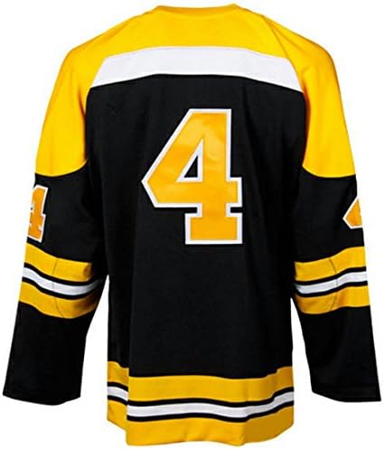 Men's Boston Bruins Bobby Orr #4 Mitchell &amp; Ness Black Throwback Vintage Jersey Size L