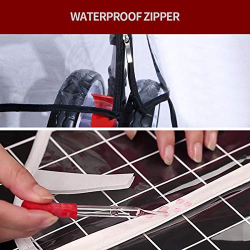 Hrzeem Stroller Rain Cover Stroller Cover Universal Baby Stroller Weather Shield with Storage Pouch EVA Clear Zip Front Opening Waterproof Windproof Protection Easy to Install for Outdoor Use (Black)