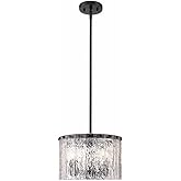Z-Lite 1943P12-MB Glacier Pendant, 3-Light 180 Total Watts, Matte Black