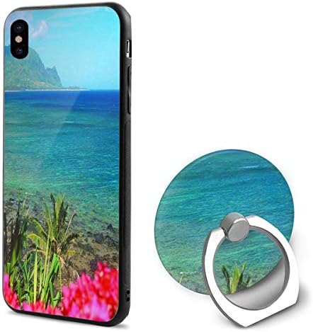 Phone X Case Hawaiian Beaches Ring Cell Phone Holder Adjustable 360°Rotation Mobile Phone Stand A Trading Ultra Thin PC Hard Lightweight Protection Cover