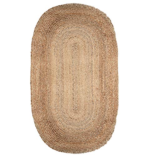 Oval Mat Large Jute Rug 4x6 Feet Natural Handmade Jute Area Rug 48X72 inch Reversible